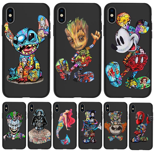 Mickey Groot Joker Stitch marvel For iPhone X XR XS Max 5 5S SE 6 6S 7 8 Plus phone Case